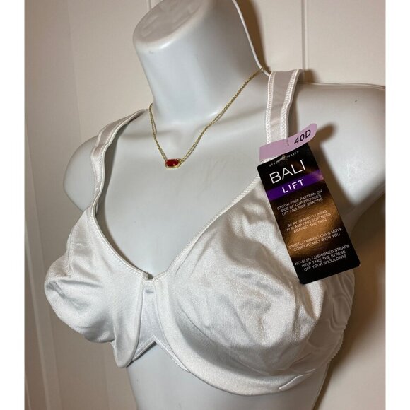 Bali Lift Women’s Underwire Bra 40D Smooth Satin White Adjustable Straps‎ - Picture 4 of 8